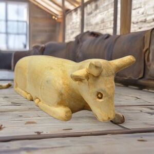 Nativity Ox Wood Hand Made By Ralph Herrenbruck 1999 Vintage  Christmas Kneeling